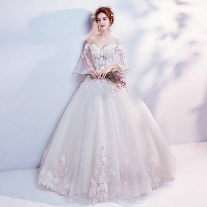 Strapless Ball Gown Princess Wedding Dress With Sleeves Wholesale