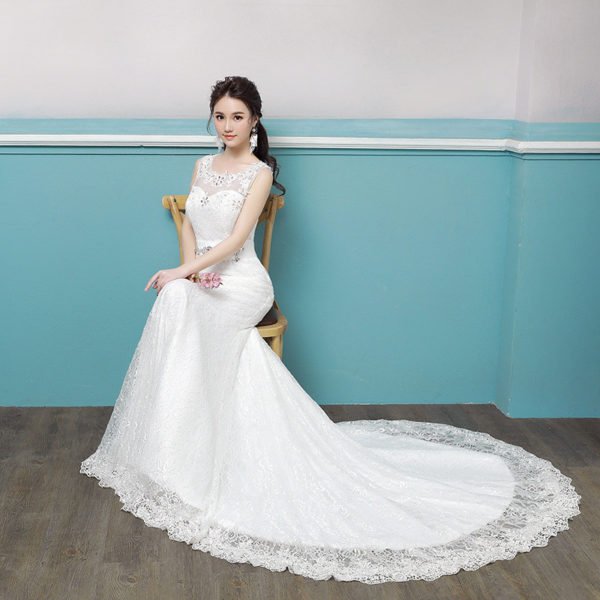 lace wedding dress mermaid 0687-07