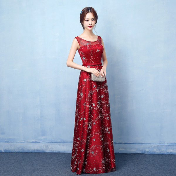 red prom dress long 0709-01