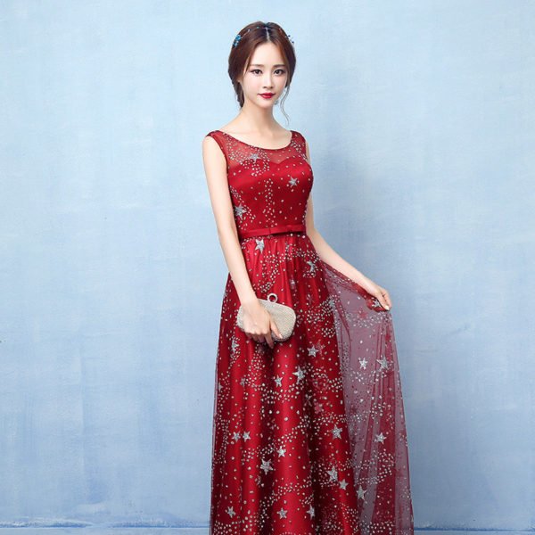 red prom dress long 0709-03