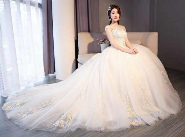 wedding dress ball gown lace 0685-02