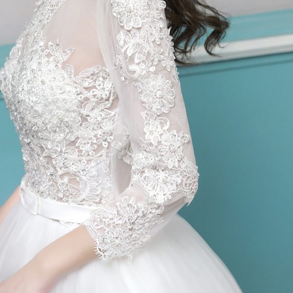 wedding dress lace sleeves 0689-06