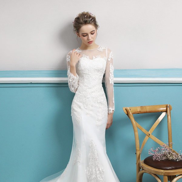 wedding dress long sleeve mermaid 0690-02