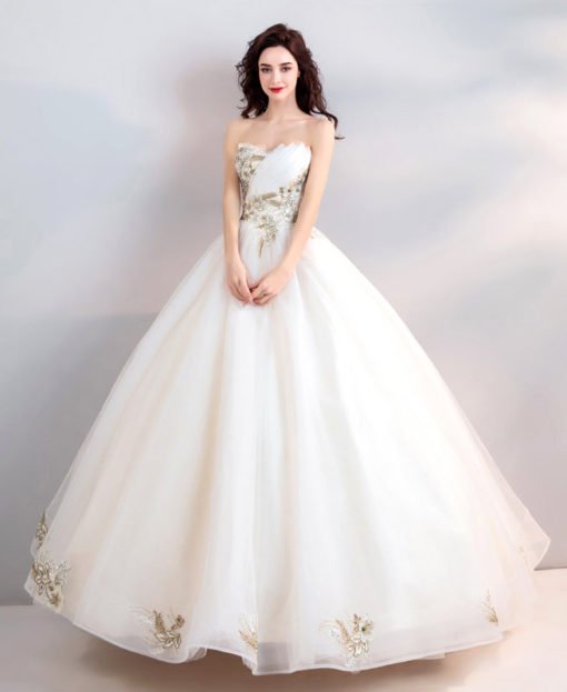 Ball Gown Wedding Dress Strapless Quinceanera Dress