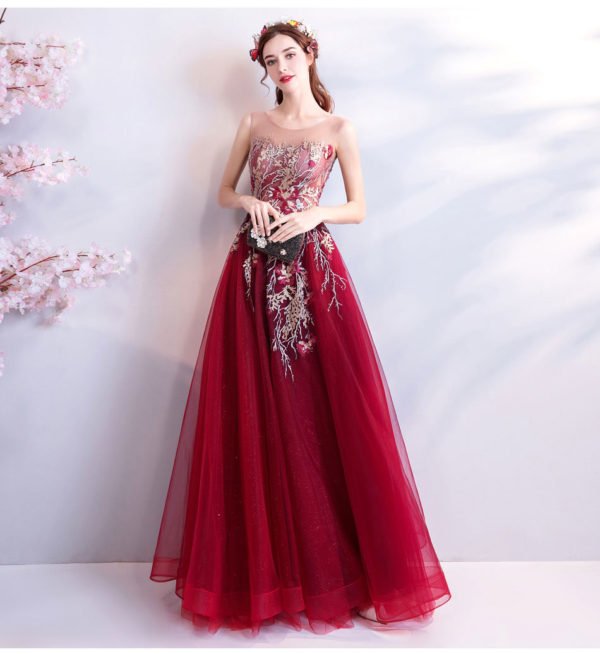 burgundy formal dress 763-09