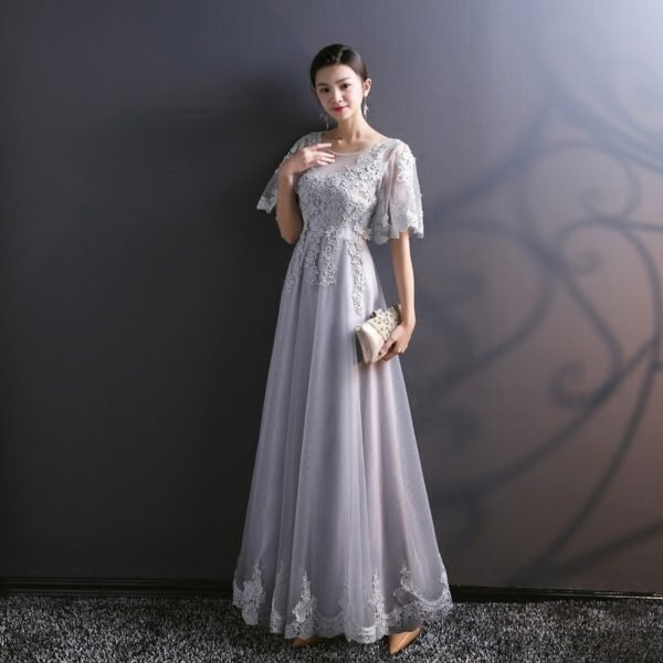 light grey bridesmaid dress 753-01