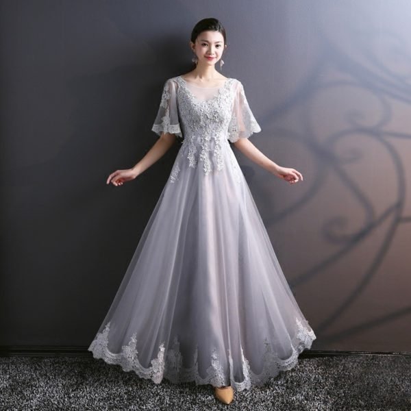 light grey bridesmaid dress 753-05