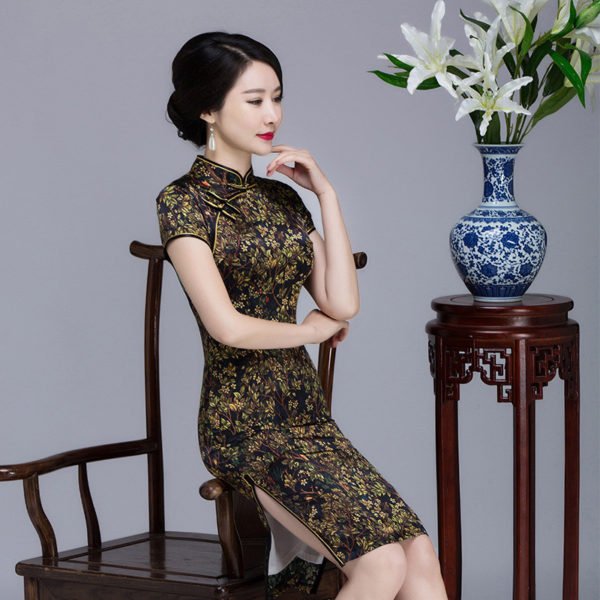 qipao dress real silk 743-04