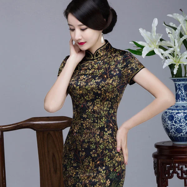 qipao dress real silk 743-05