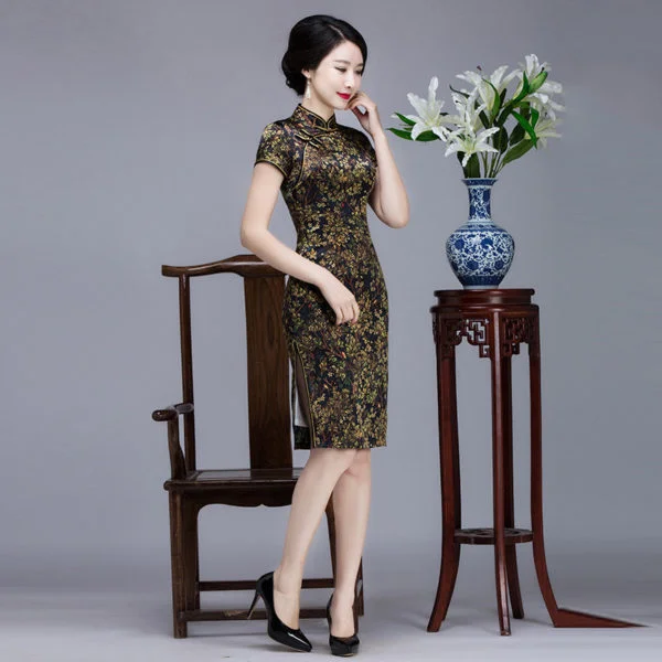 qipao dress real silk 743-06