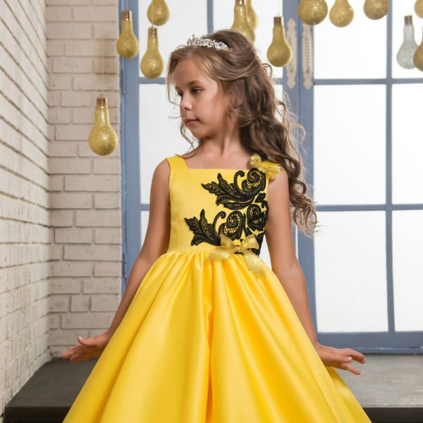 yellow flower girl dress-0616-02
