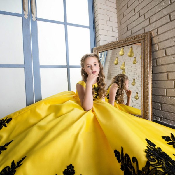 yellow flower girl dress-0616-03