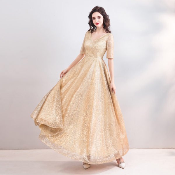 gold evening gown 787-07