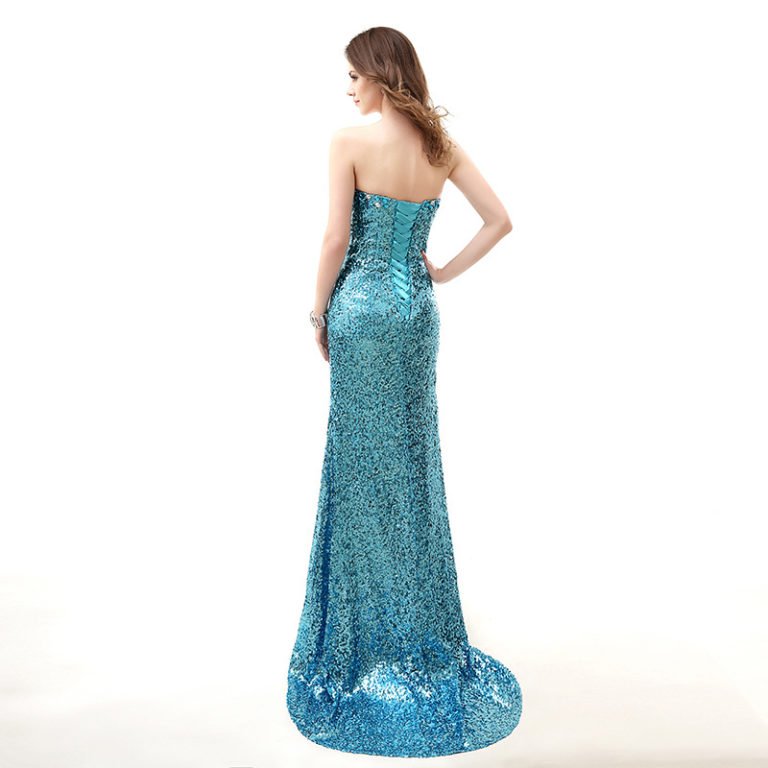 Strapless Formal Dress Mermaid Purple Blue Paillette