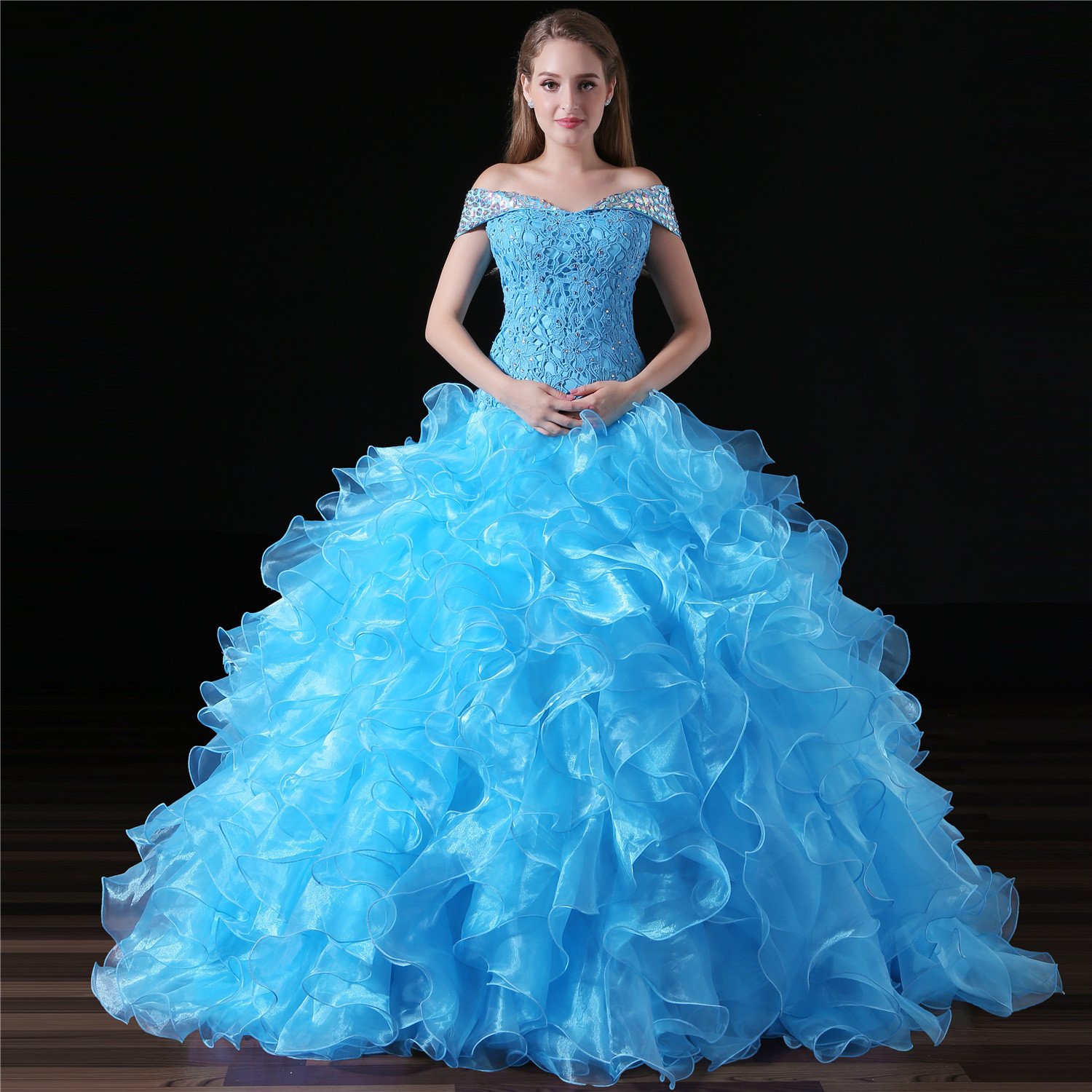 light blue and white quinceanera dresses