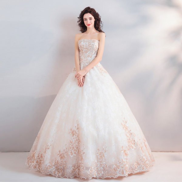 ball gown wedding dress strapless 0801-04