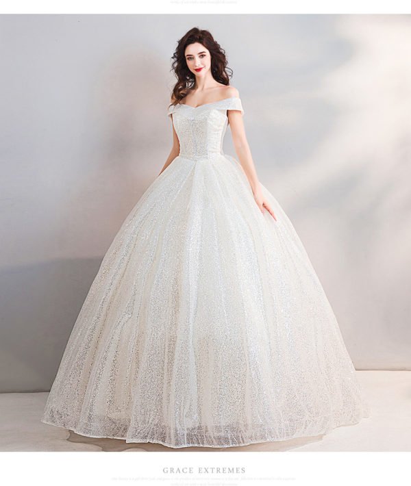 Bling Wedding Dress Off The Shoulder Ball Gown Bridal Dress