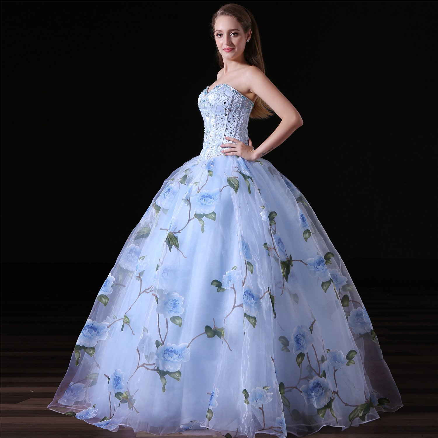 girls blue prom dress