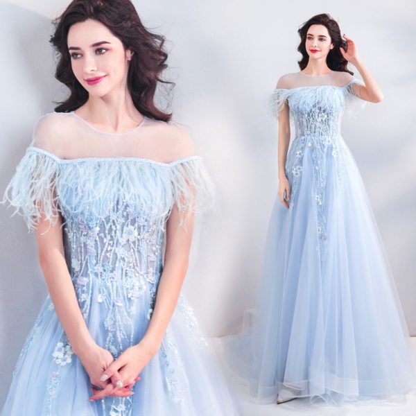 light blue formal dress 0807-07