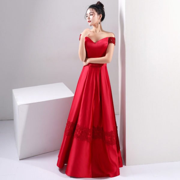 off the shoulder red prom dress-0860-01