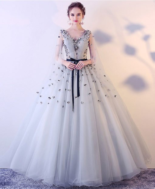 Prom Dress Princess Ball Gown Grey Quinceanera Dress