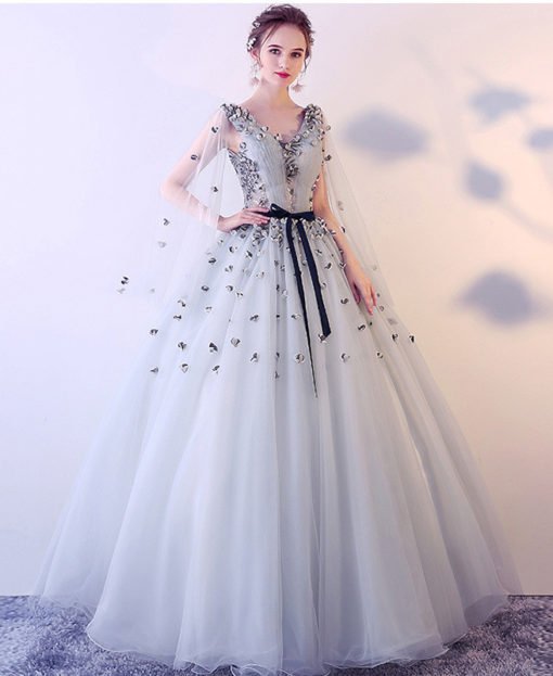 Prom Dress Princess Ball Gown Grey Quinceanera Dress