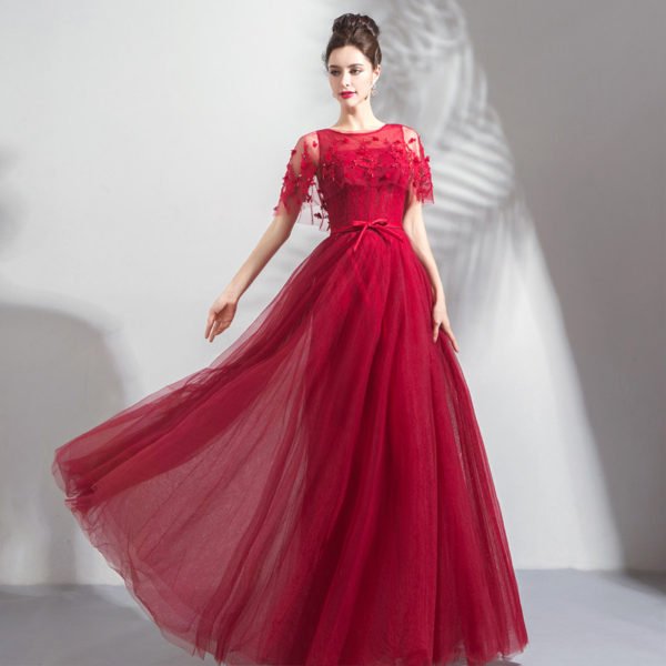 red formal dress long 0800-04