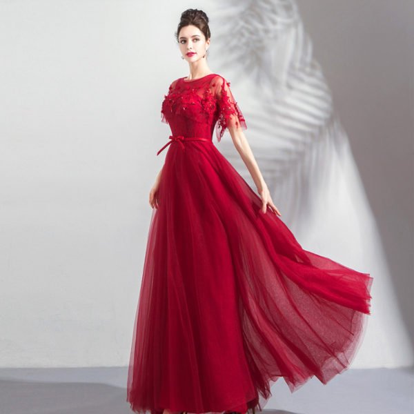 red formal dress long 0800-07