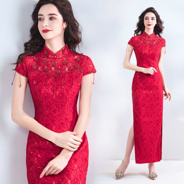 red lace formal dress 0802-03