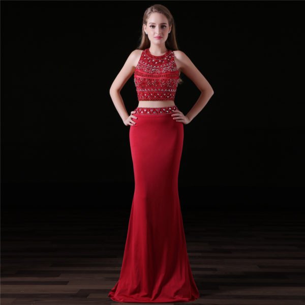 red two piece prom dress-0827-03