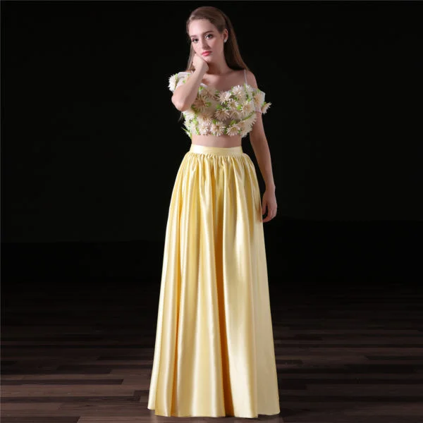 yellow two piece prom dress-0826-02