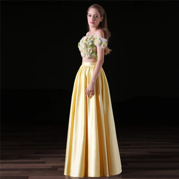 yellow two piece prom dress-0826-03