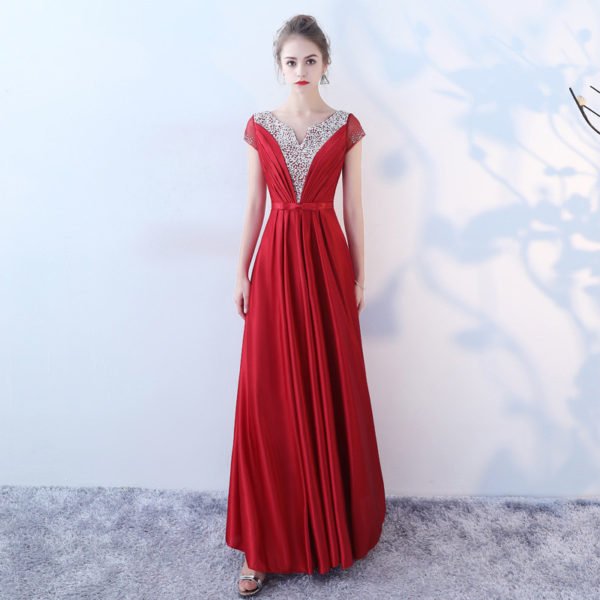 red long party dress-0866-04