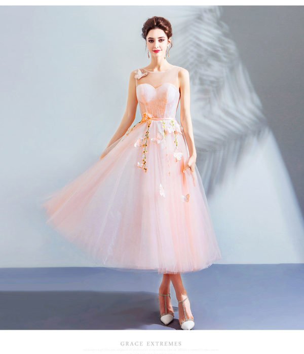 tea length pink prom dress-0893-06