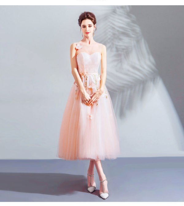 tea length pink prom dress-0893-06