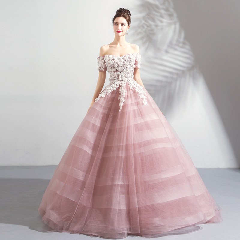 Pink Ball Gown Wedding Dress Princess Quinceanera Dresses