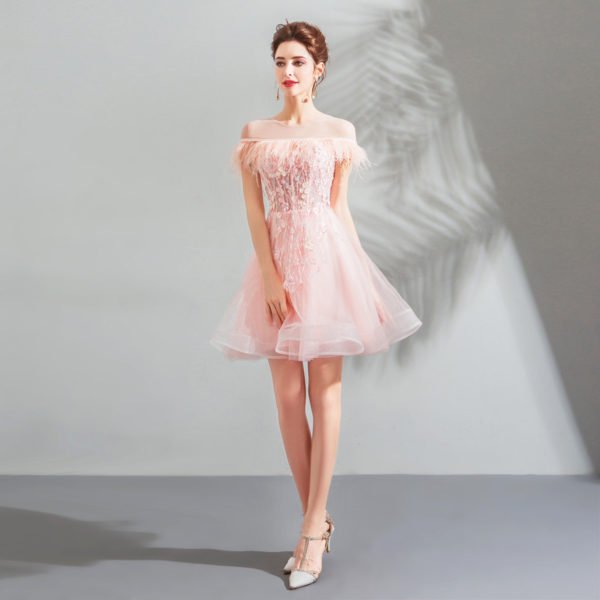 pink short prom dress 0916-08