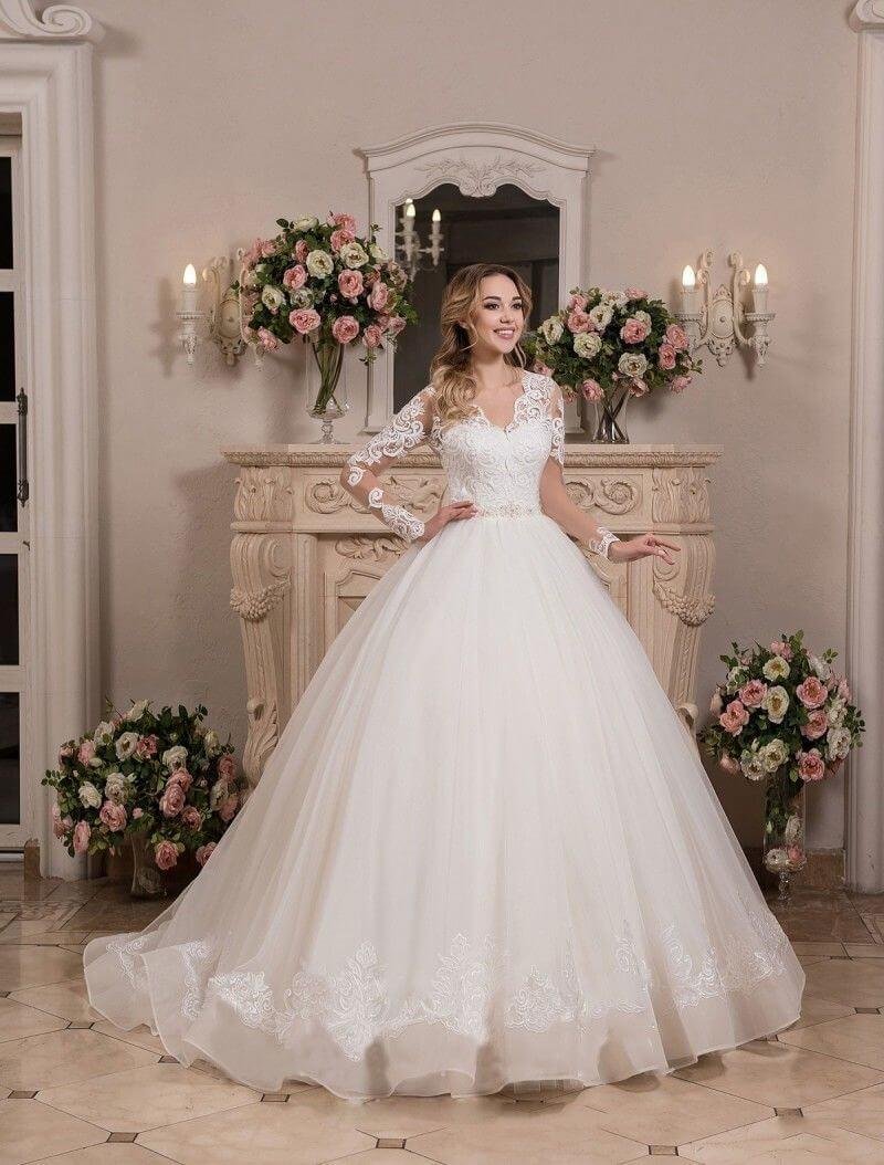 Wedding Dress Long Sleeve Lace Ball Gown White Ivory Sale