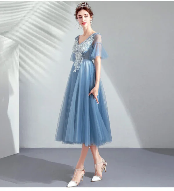 blue tea length dress-952-05