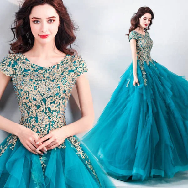 peacock quinceanera dress