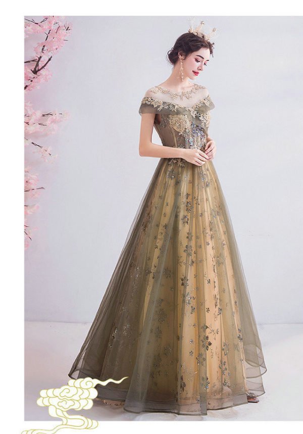 gold lace prom dress 1008-07