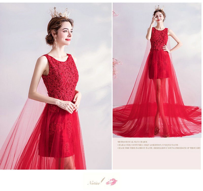 Simple Red Wedding Dress For Sale Sleeveless With Train