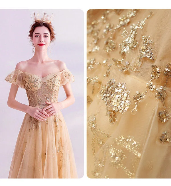 gold sparkle prom dress 1051-005