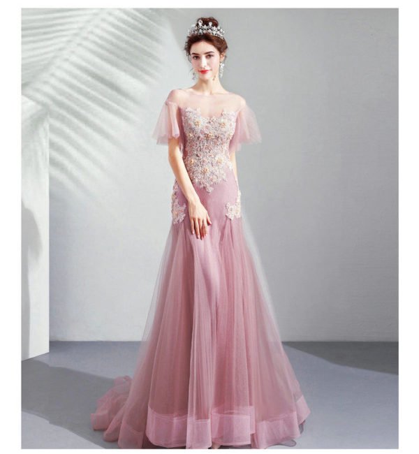pink mermaid prom dress 1026-005