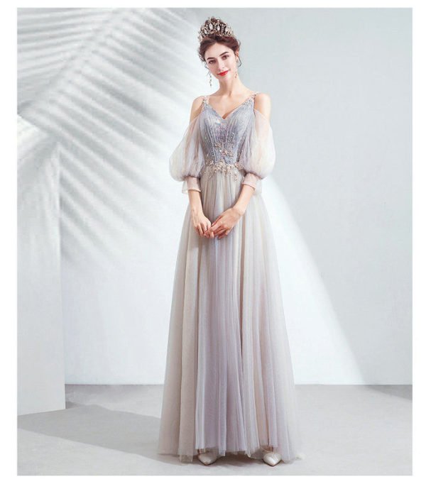 puff sleeve prom dress 1042-004