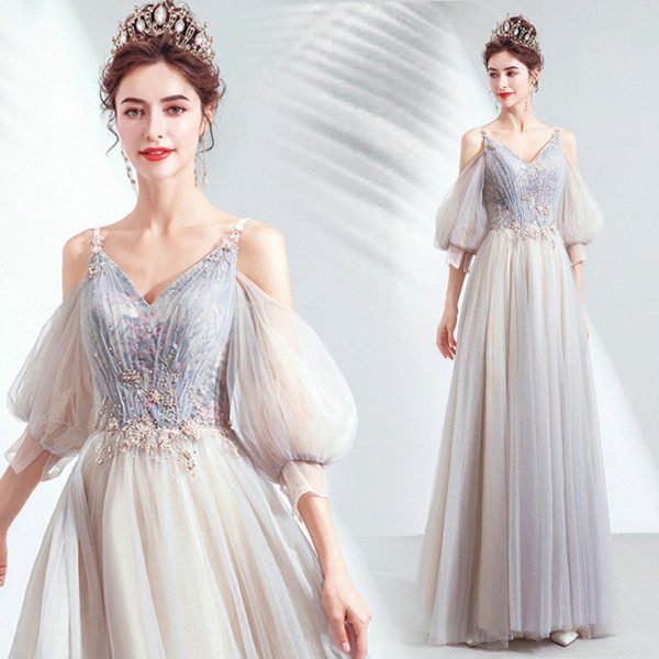 puff sleeve prom dress 1042-005