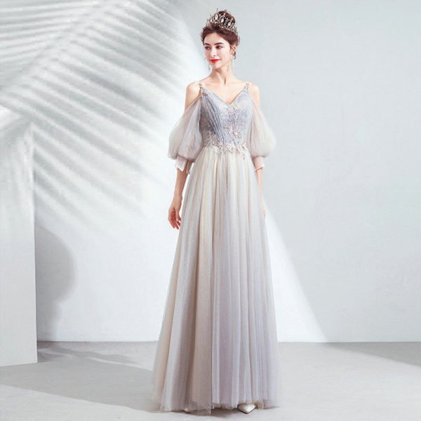 puff sleeve prom dress 1042-006