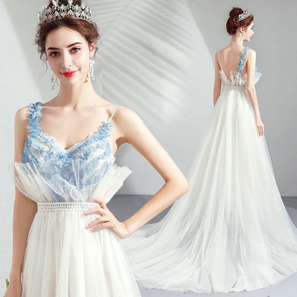 white and blue evening dress 1047-004