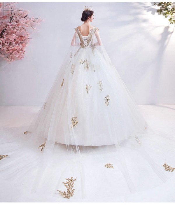 white and gold wedding dress 1046-003