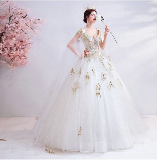 white and gold wedding dress 1046-008
